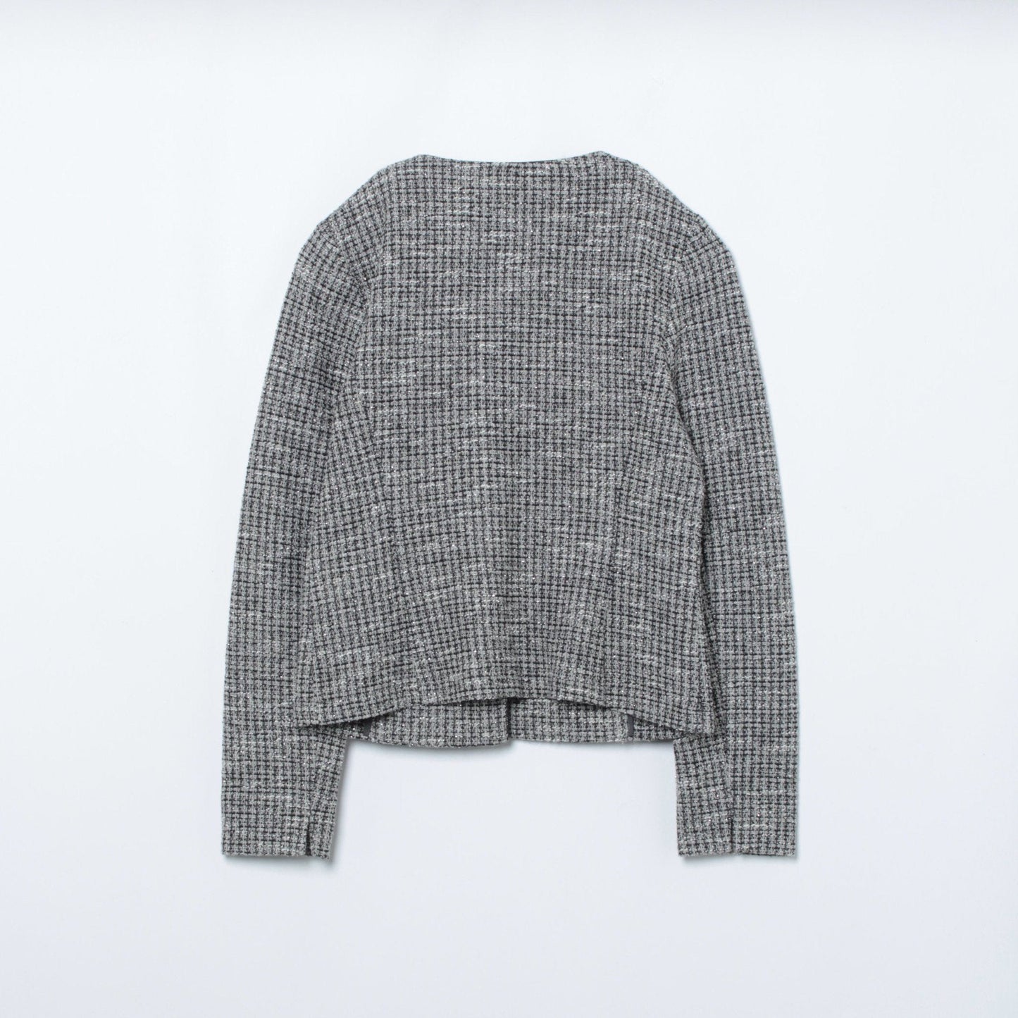 グレンチェックツィーディジャージ ノーカラージャケット