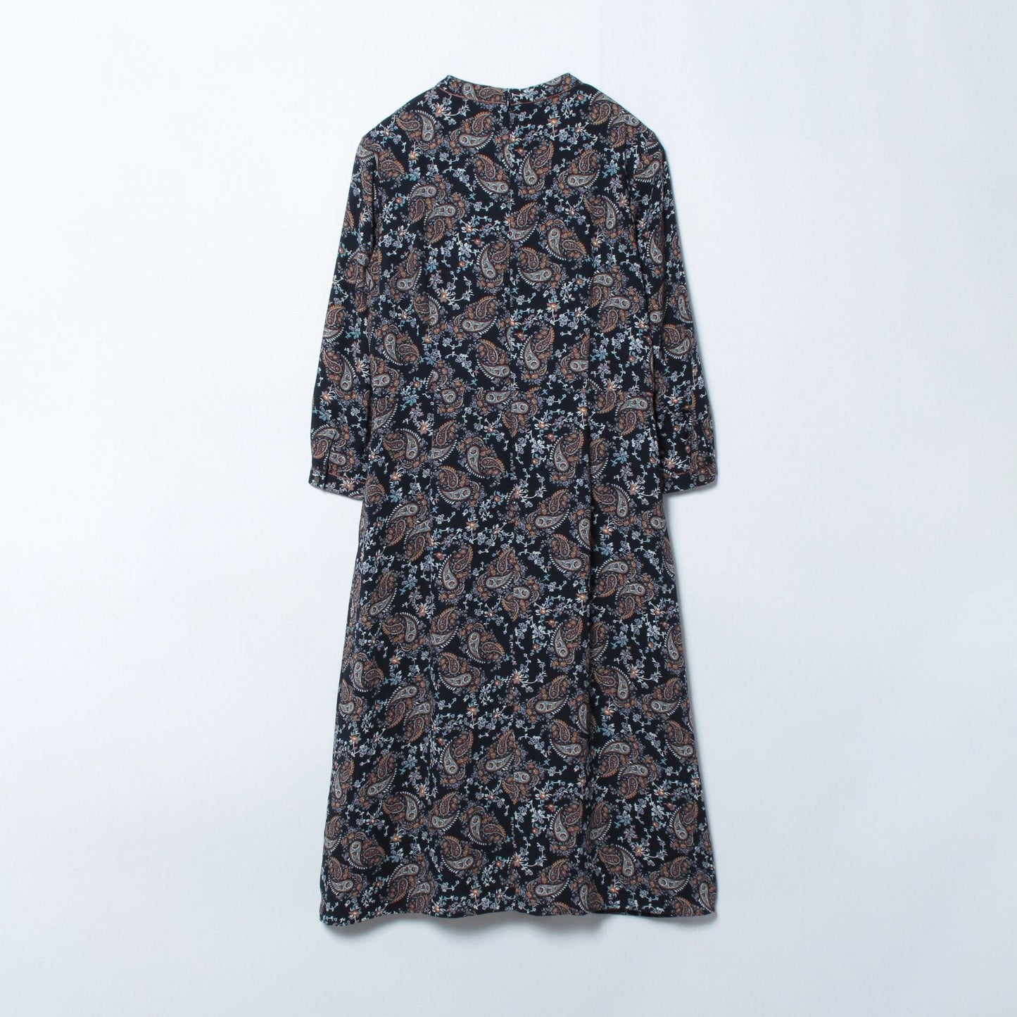 ナイトペイズリープリント 7分袖スタンドネックワンピース
