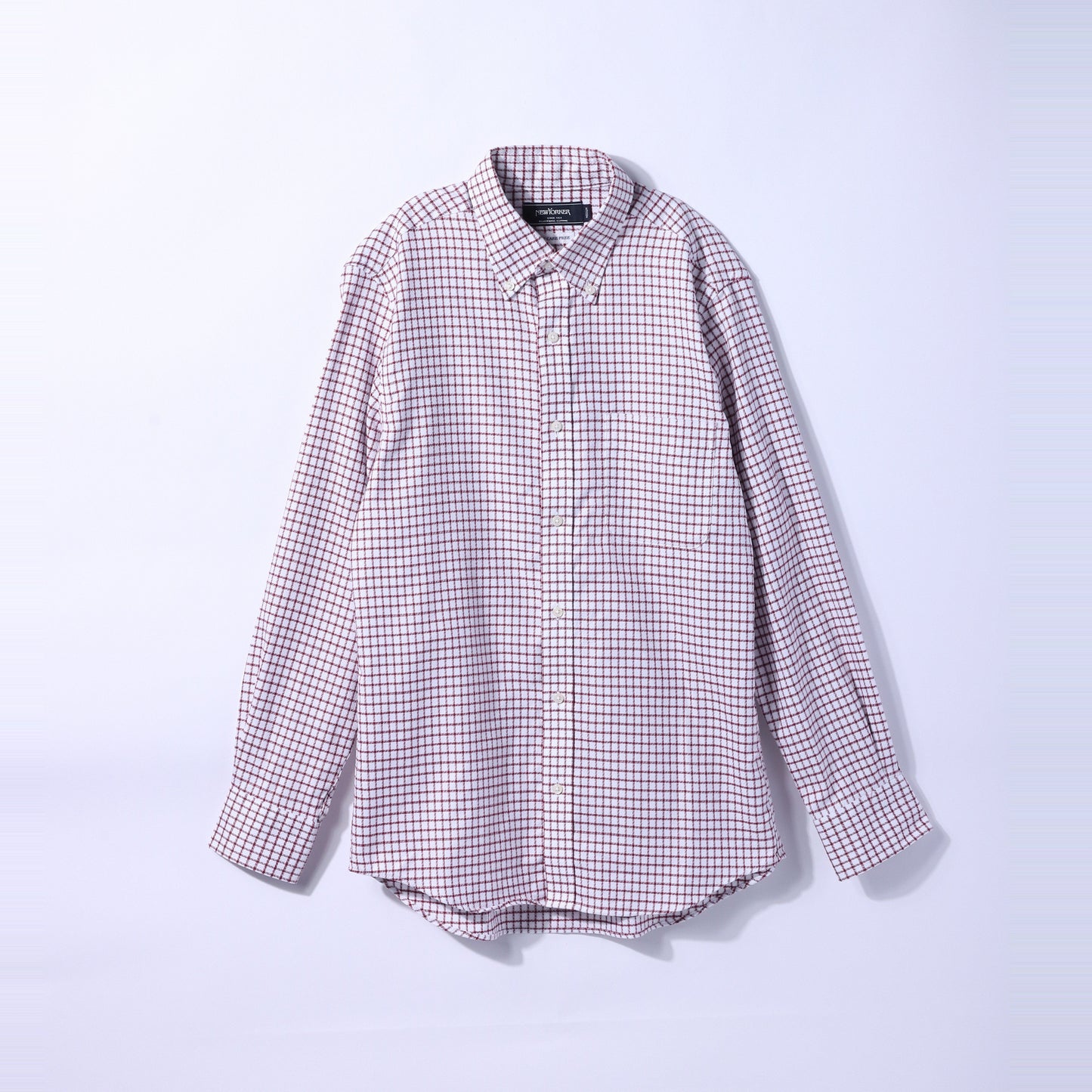 【NY CARE FREE】ハニカムチェック 長袖ボタンダウンシャツ