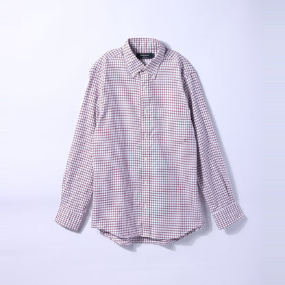 【NY CARE FREE】ハニカムチェック 長袖ボタンダウンシャツ