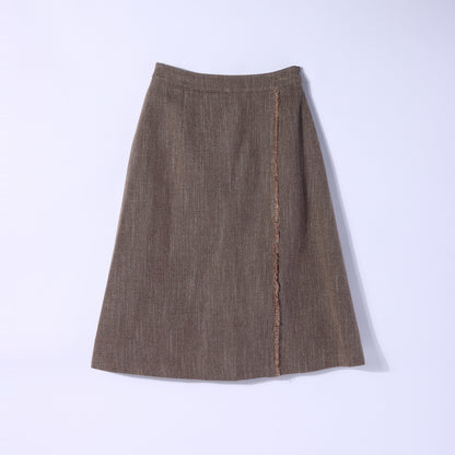 ヘリンボーンツィード フリンジデザインロングスカート