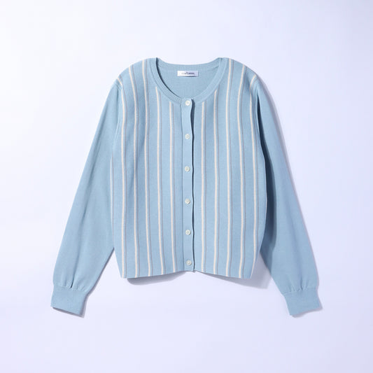 【L】レジメンタルストライプ ショート丈カーディガン
