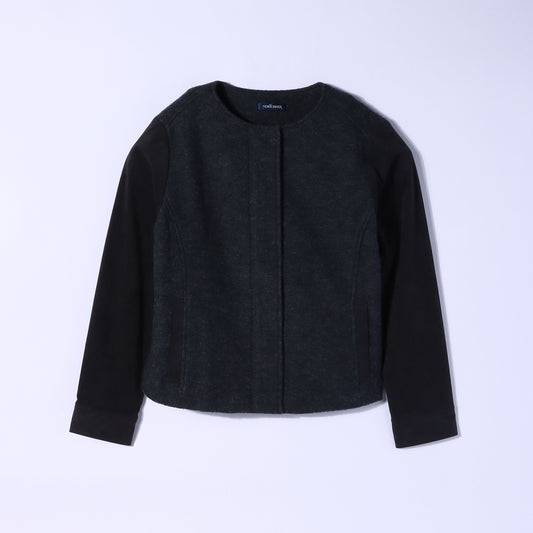 【L】異素材コンビ ジップアップブルゾン