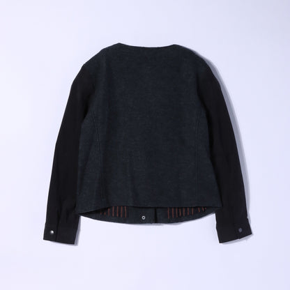 【L】異素材コンビ ジップアップブルゾン