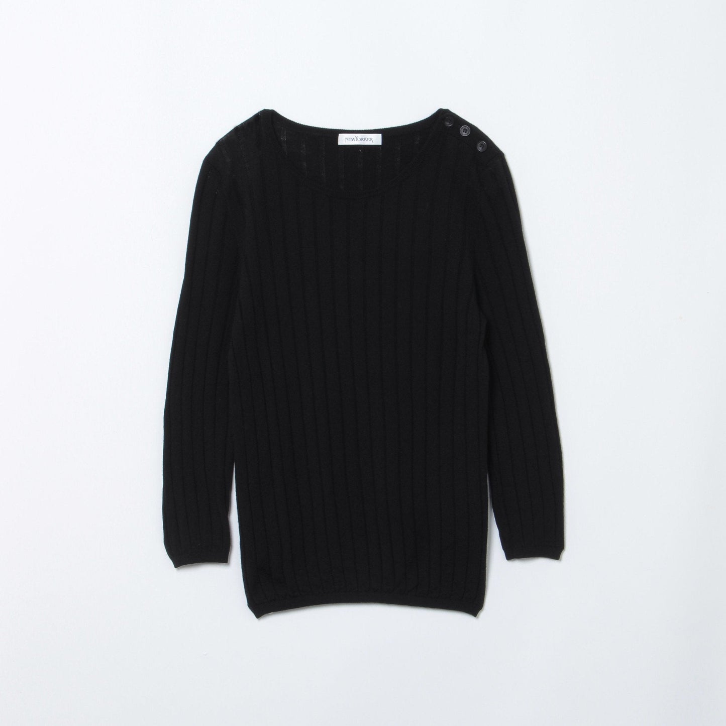 【手洗い可能】【Days Knit】リブ見えクルーネックプルオーバー