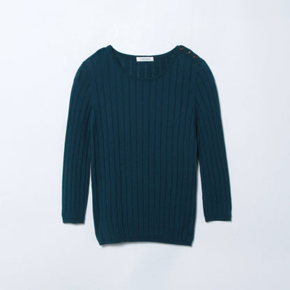 【手洗い可能】【Days Knit】リブ見えクルーネックプルオーバー