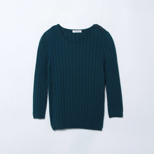 【手洗い可能】【Days Knit】リブ見えクルーネックプルオーバー