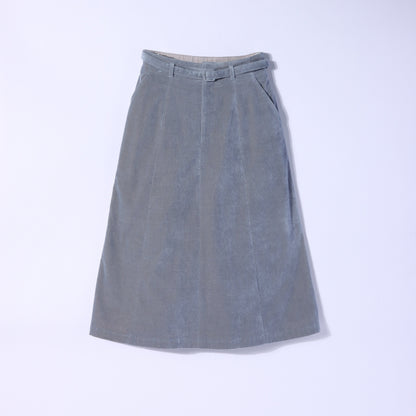 シャンブレーコール ベルト付きセミフレアスカート