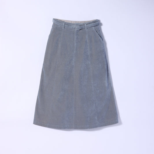 シャンブレーコール ベルト付きセミフレアスカート