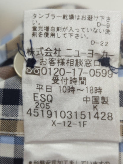 サッカーマルチマドラスチェック 長袖ショートボタンダウンシャツ