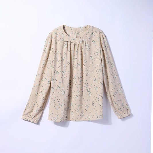 トライアングルプリント 長袖ブラウス