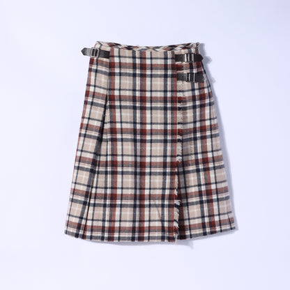 カラ―杢糸BIGチェック キルトスカート