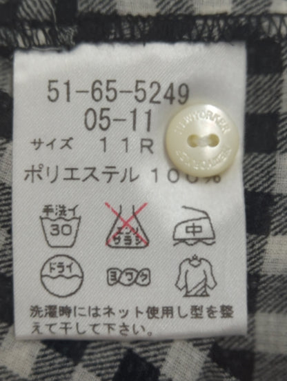 ギンガムチェック柄 半袖ペプラムブラウス